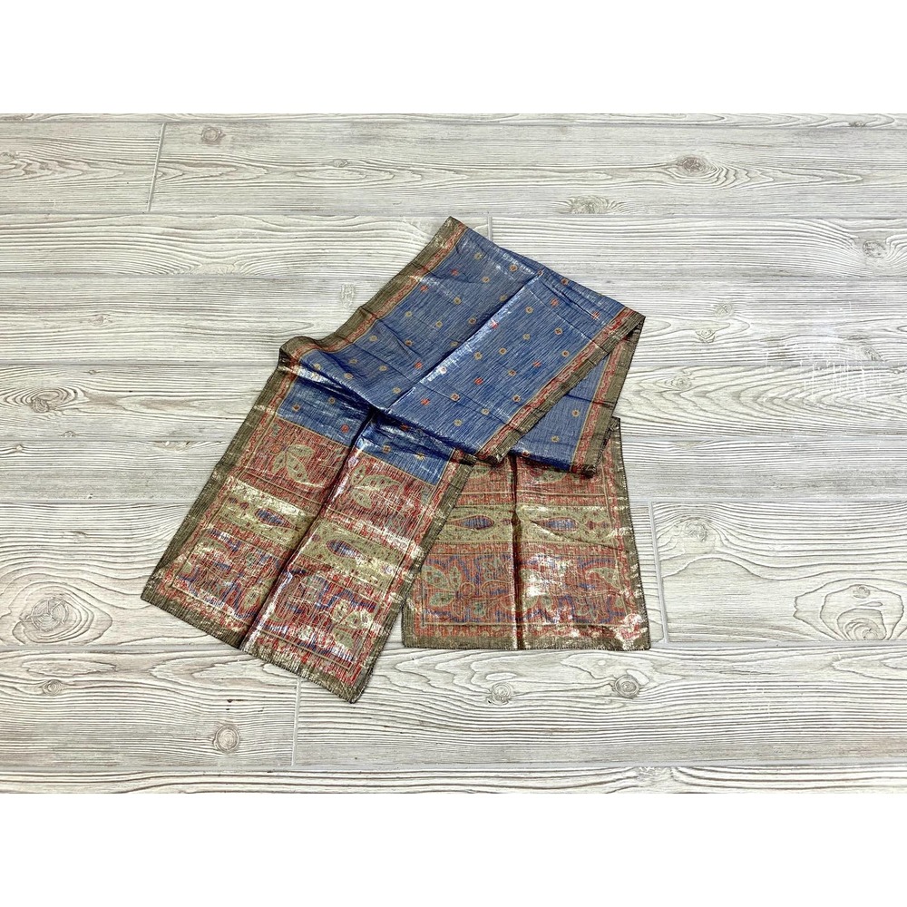 Vintage 70s Metallic Paisley Patterned Tapestry Rectangular Scarf (MAE)